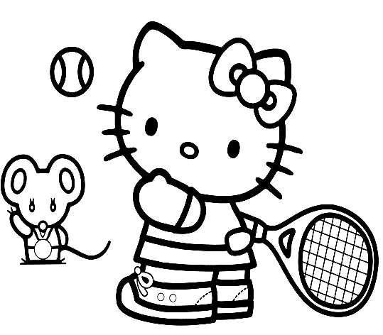 Hello Kitty spiller tennis fargelegging