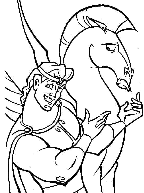 Herkules med Pegasus fargelegging