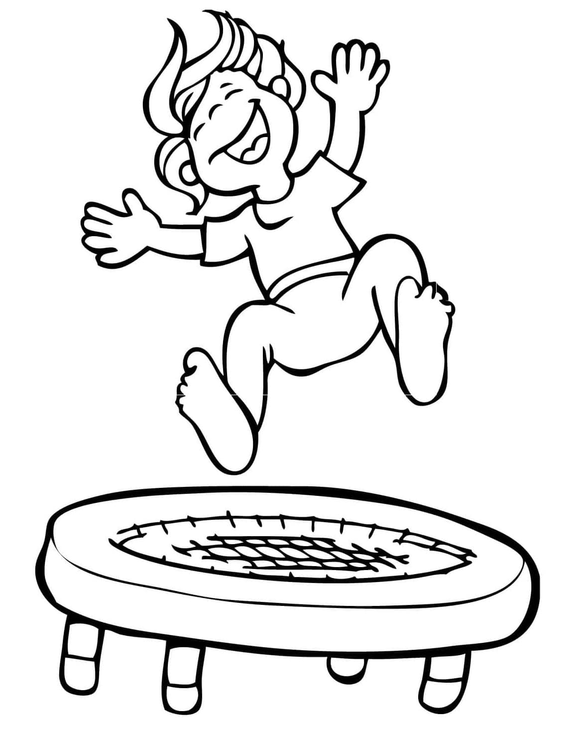 Liten jente på en trampoline fargelegging