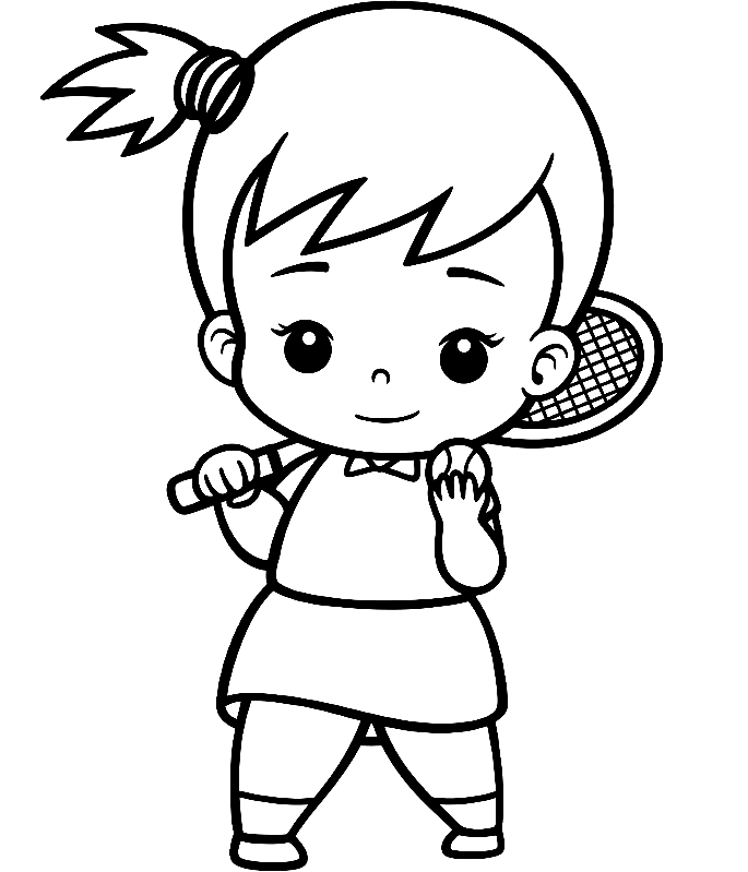 Liten jente som spiller tennis fargelegging