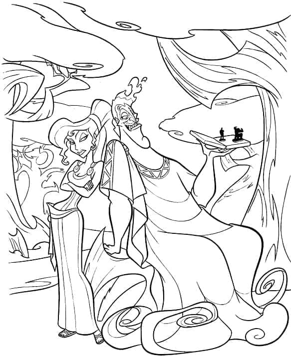 Megara og Hades fra Herkules fargelegging