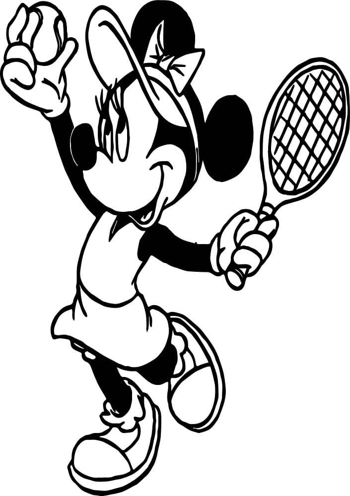 Minni Mus spiller tennis fargelegging