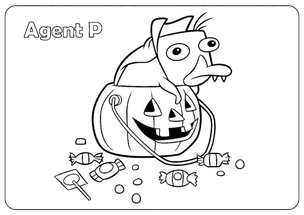 Nebbdyret Perry på Halloween fargelegging