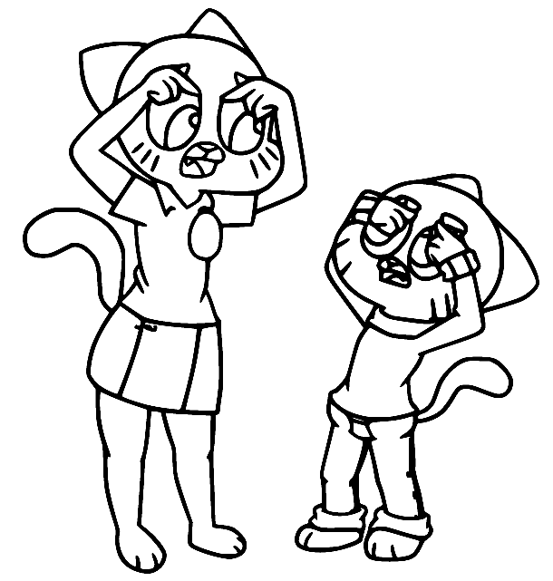 Nicole og Gumball Watterson fargelegging