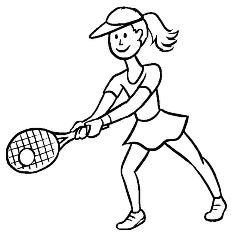 Pen jente spiller tennis fargelegging