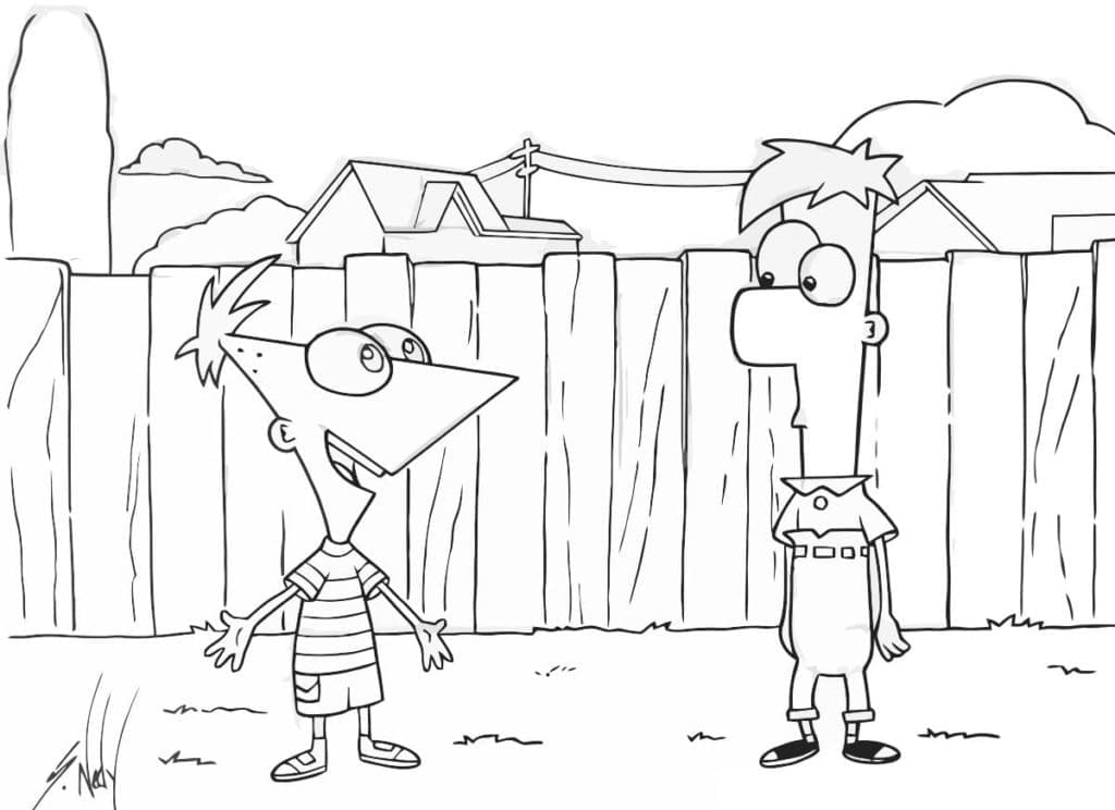 Phineas og Ferb i bakgården fargelegging