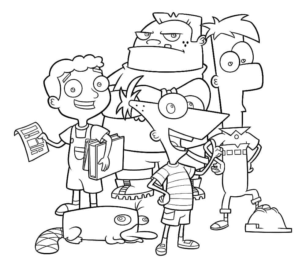 Phineas og Ferb med venner fargelegging