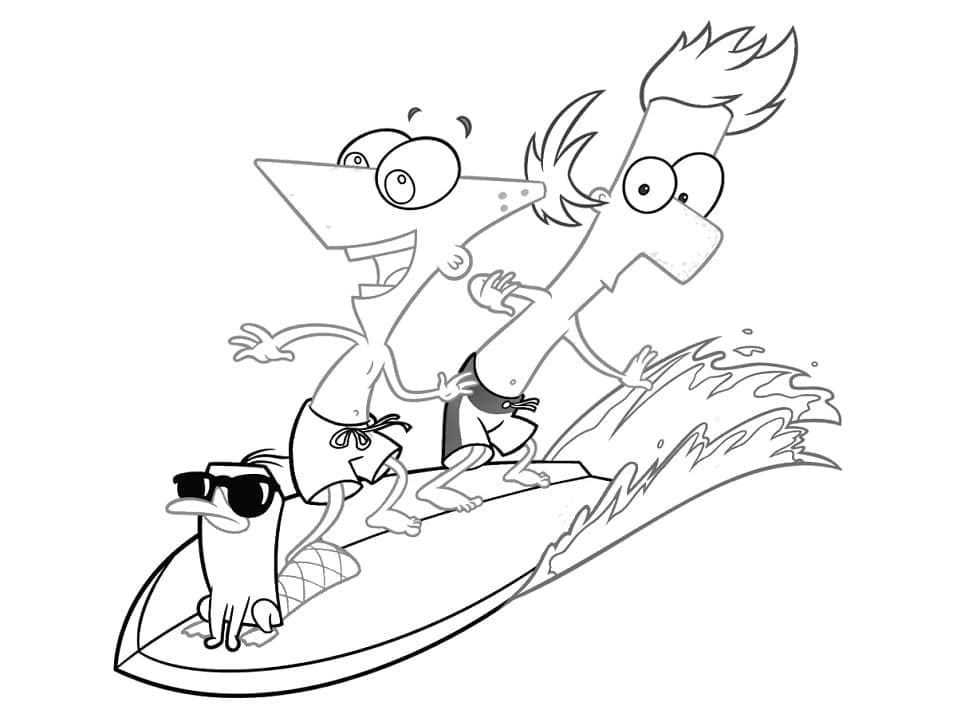 Phineas og Ferb utskrivbar fargelegging