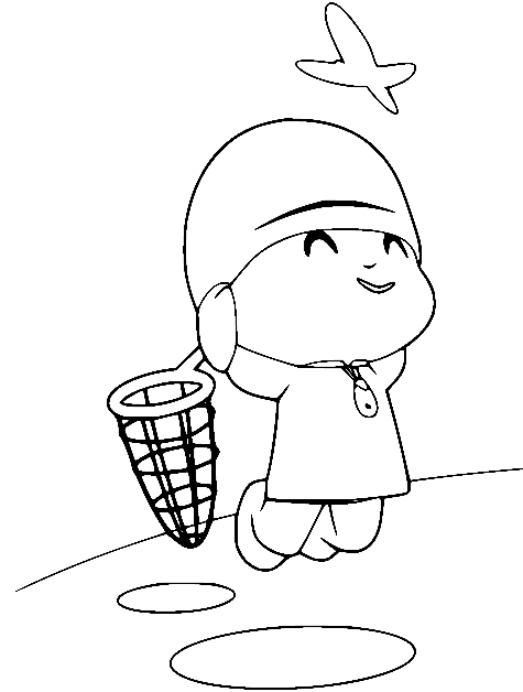 Pocoyo fanger sommerfugl fargelegging