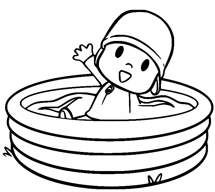 Pocoyo i svømmebassenget fargelegging