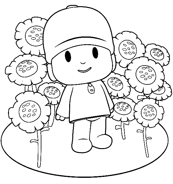 Pocoyo med blomster fargelegging