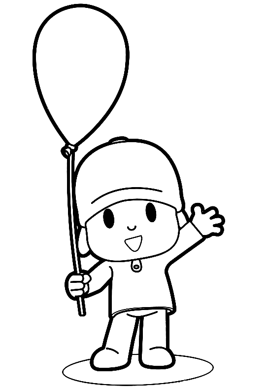 Pocoyo med en ballong fargelegging