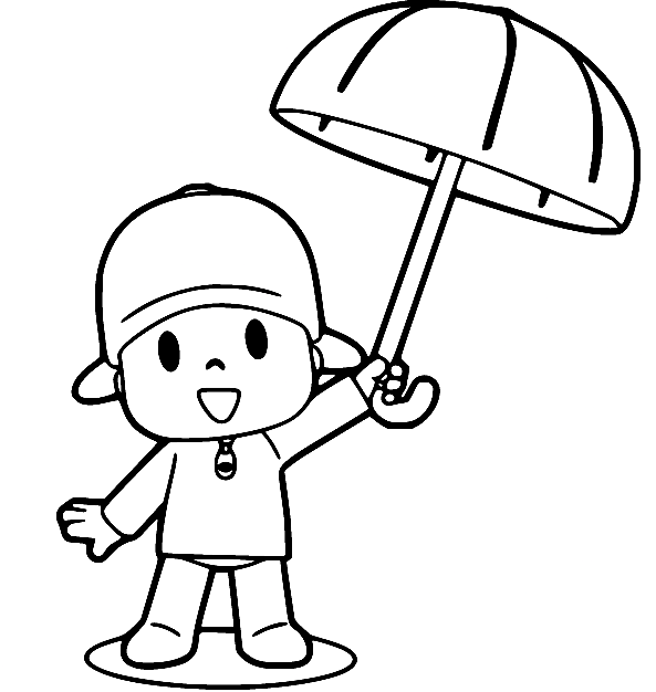 Pocoyo med paraply fargelegging