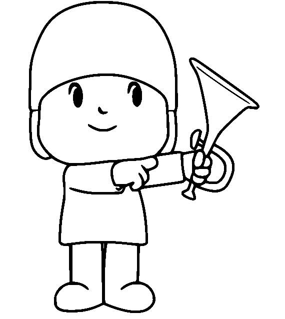 Pocoyo med trompet fargelegging