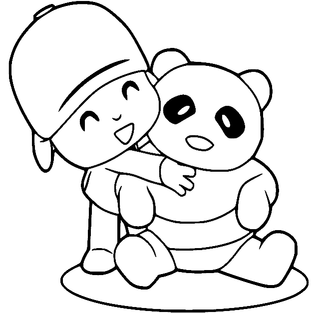 Pocoyo og lekepandaen fargelegging