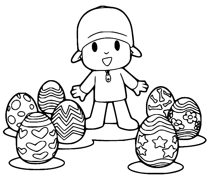 Pocoyo og påskeegg fargelegging