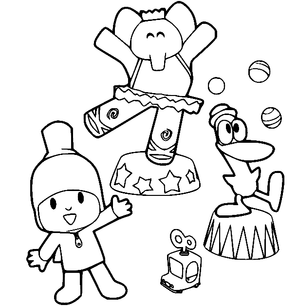 Pocoyo og Pato danser fargelegging