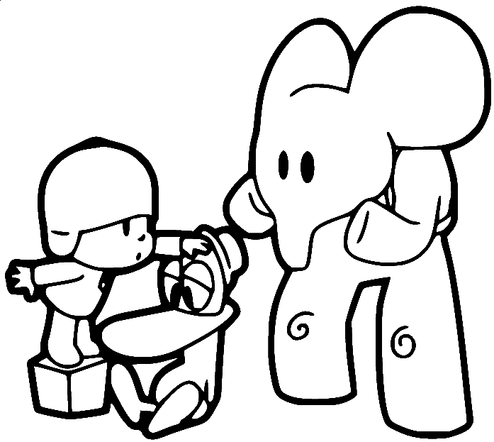 Pocoyo og Pato med Elly fargelegging