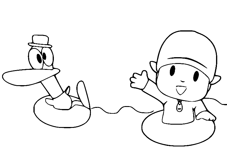 Pocoyo og Pato svømmer fargelegging