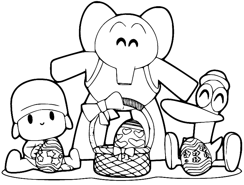 Pocoyo og venner i påsken fargelegging
