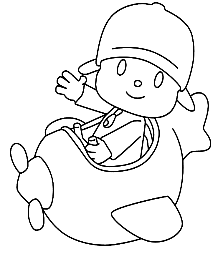 Pocoyo på flyet fargelegging