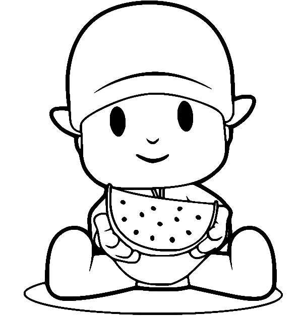 Pocoyo spiser vannmelon fargelegging