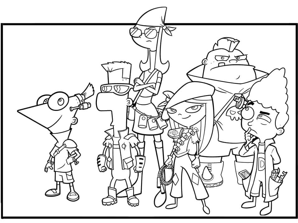 Skriv ut Phineas og Ferb fargelegging