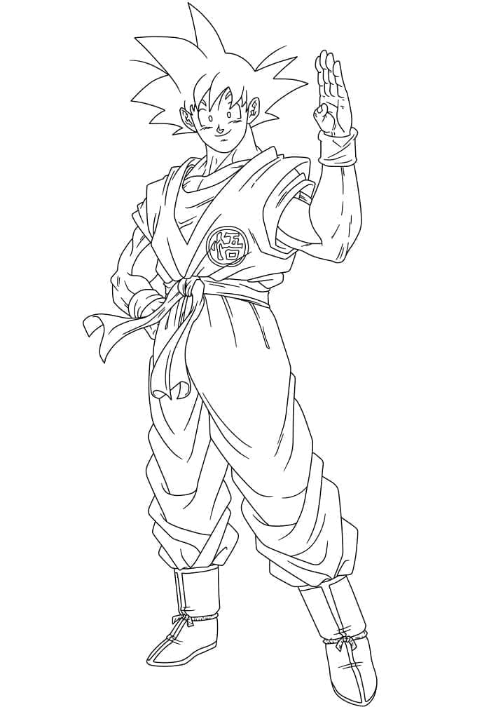 Son Goku gratis utskrivbar fargelegging