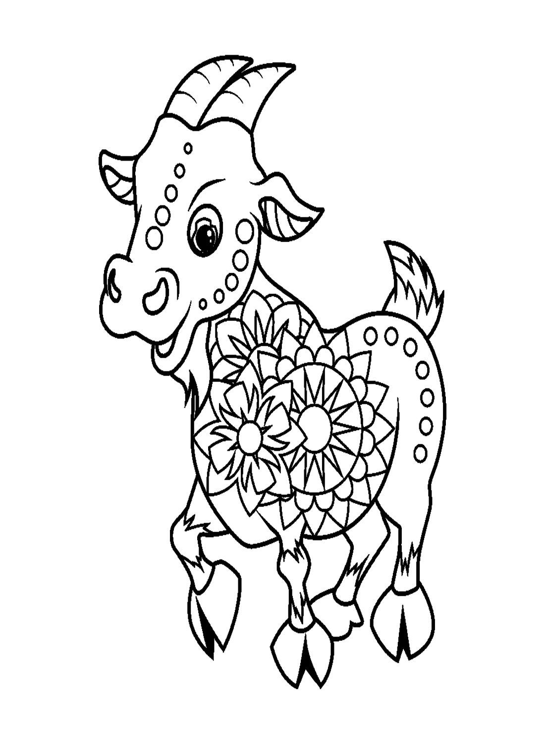 Søt geit i zentangle-stil fargelegging