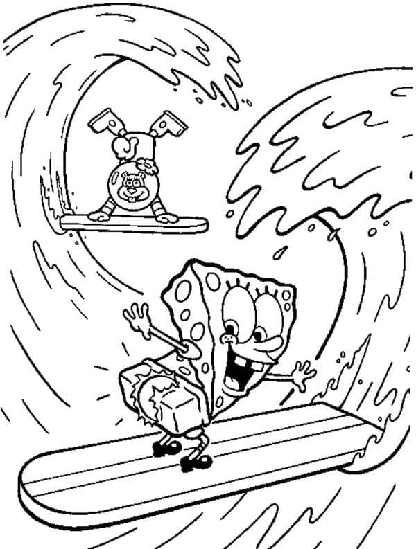 Svampebob Firkant Surfer fargelegging
