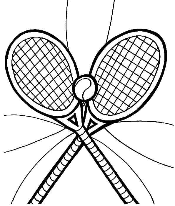 Tennisball og racketer fargelegging