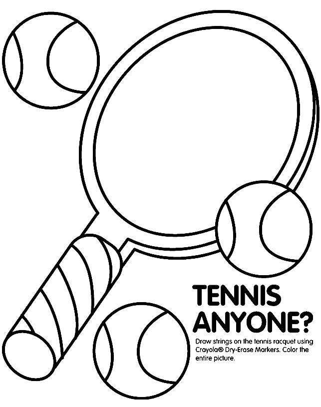 Tennisracket med baller fargelegging