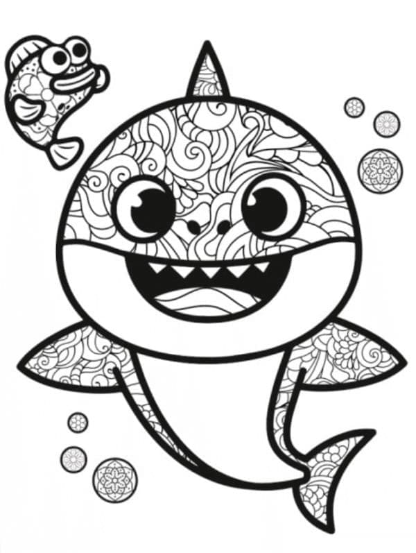 Baby Shark Zentangle fargelegging