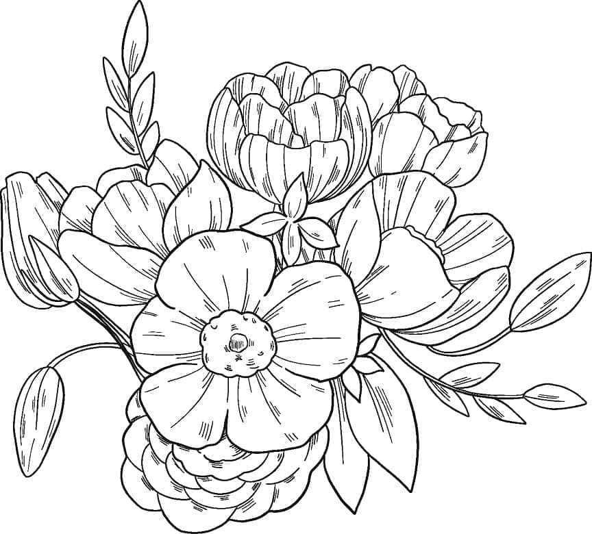 Blomsterbukett gratis bilde fargelegging