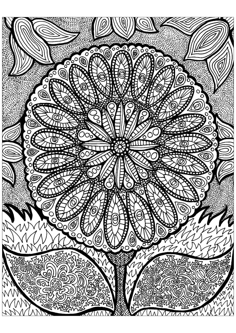 Blomsterzentangle fargelegging