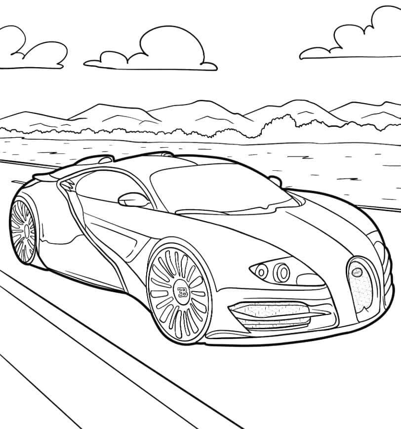 Bugatti utskriftbar for barn fargelegging