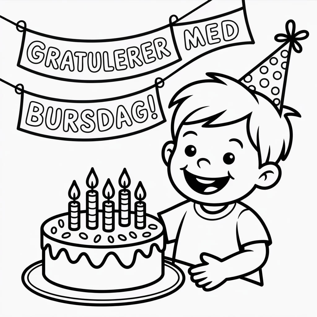 Bursdagsbarn gratis fargelegging