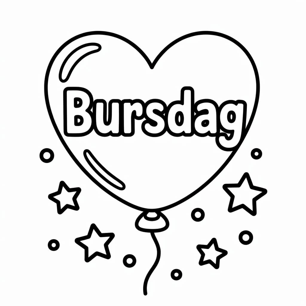 Bursdagshjerteballong fargelegging