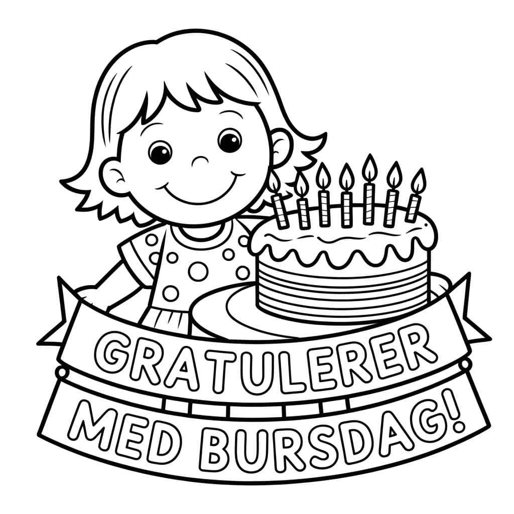 Bursdagsjente enkelt fargelegging