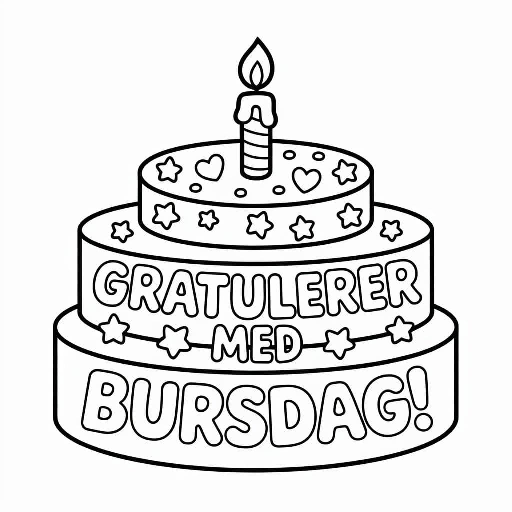 Bursdagskakebilde fargelegging