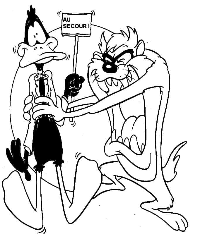 Daffy Duck og den tasmanske djevelen fargelegging