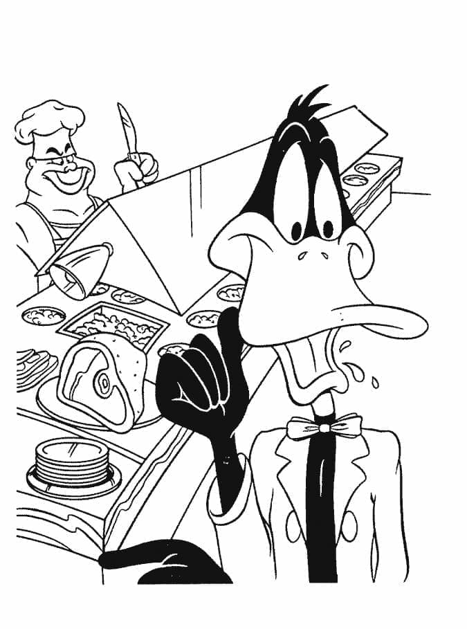 Daffy Duck på kjøkkenet fargelegging