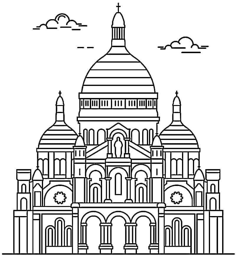 Det hellige hjerte av Montmartre fargelegging