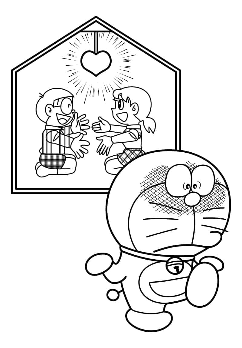 Doraemon den sjenerte fargelegging