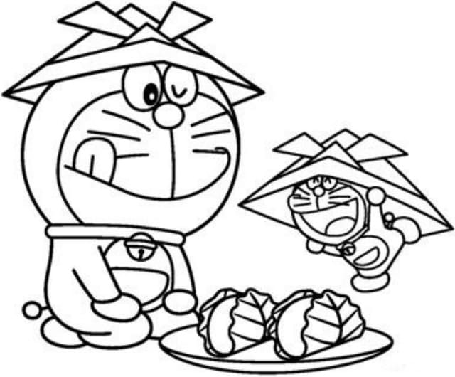 Doraemon er i ferd med å spise fargelegging