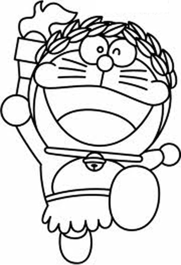 Doraemon iført laurbærkrans fargelegging