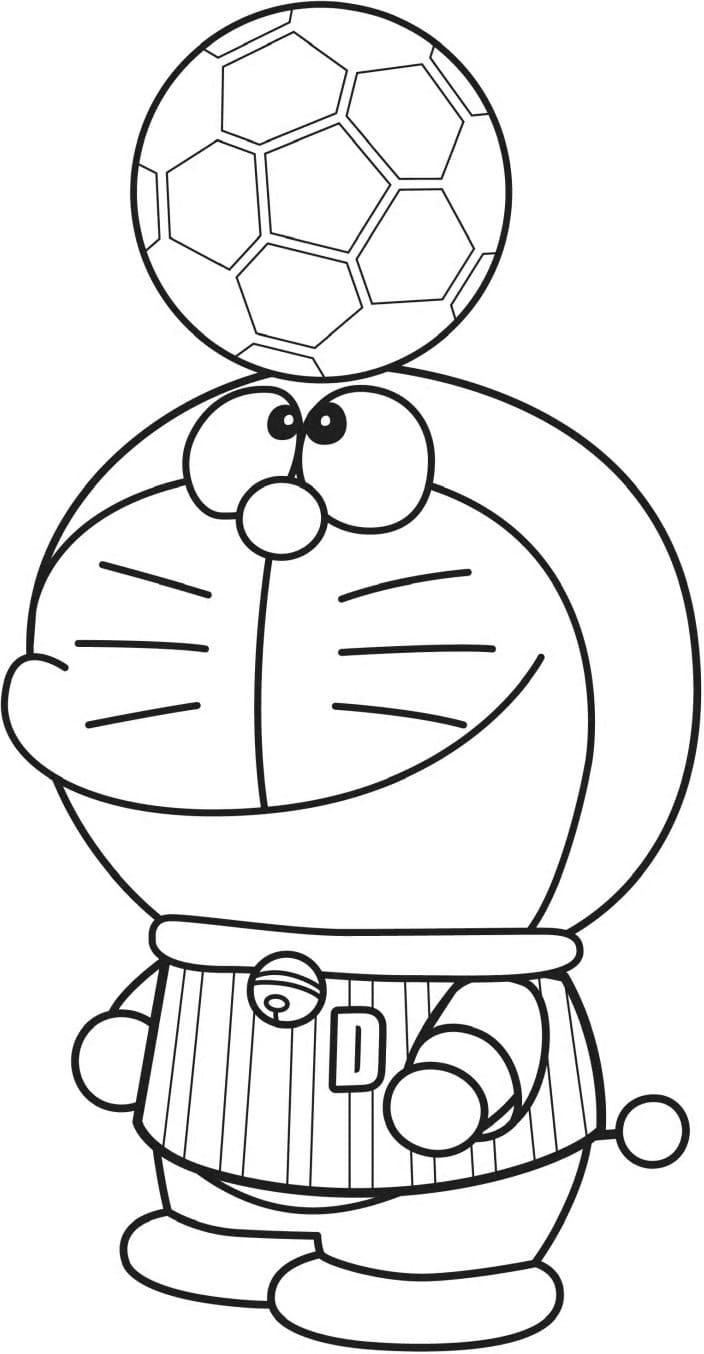 Doraemon leker med ballen fargelegging