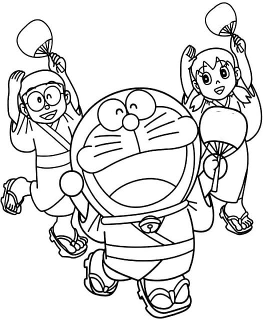 Doraemon, nobita og shizuka fargelegging