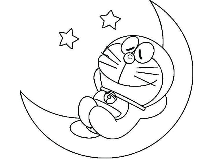 Doraemon sover på månen fargelegging