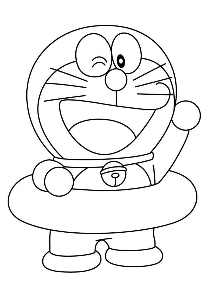 Doraemon svømmer bilde fargelegging